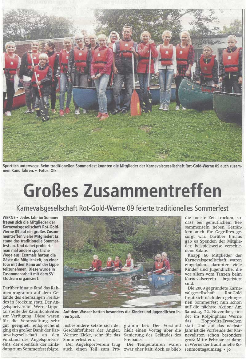 Pressebericht WA 05.09.2014 Sommerfest
