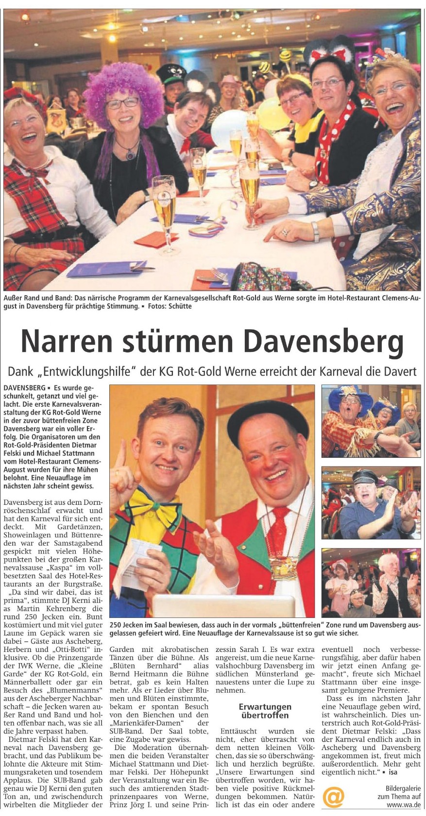 Pressebericht WA 06.02.2017 Narren stürmen Davensberg