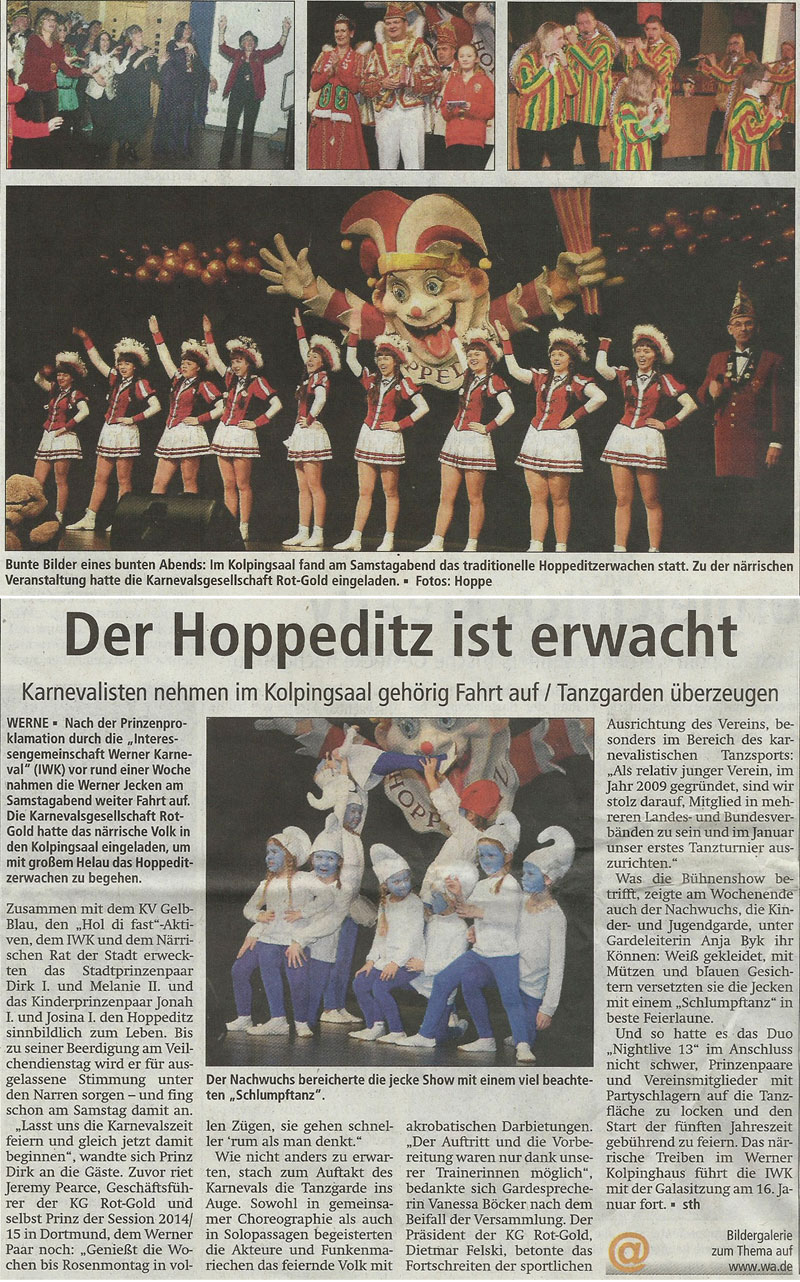 Pressebericht WA 23.11.2015 Pressebericht vom Hoppeditz-Erwachen